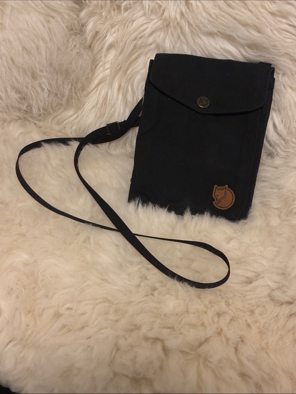 Fjallraven Black Crossbody Bag with Brown Fox Patch